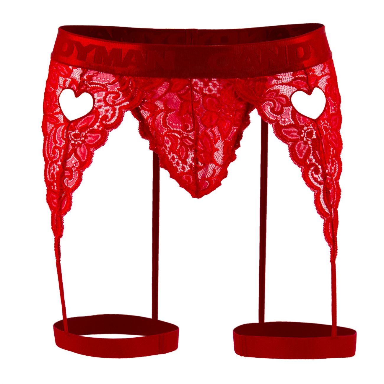 JCSTK - CandyMan 99310 Thong with Attached Garters Red