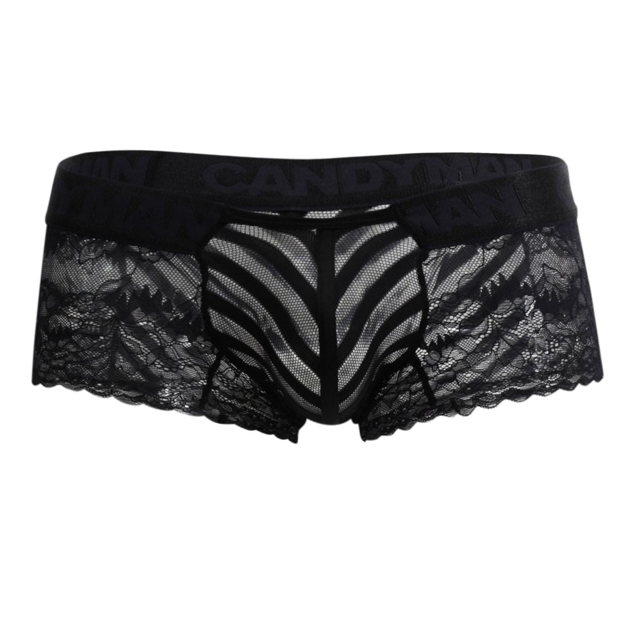 JCSTK - CandyMan 99393X Lace-Mesh Trunks Black Plus Sizes