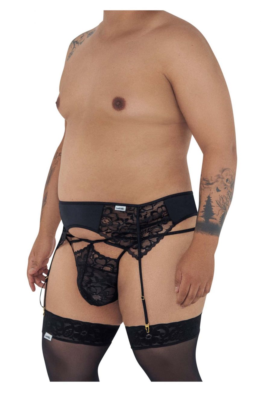 JCSTK - CandyMan 99550X Lace Garter-Jockstrap Black Plus Sizes