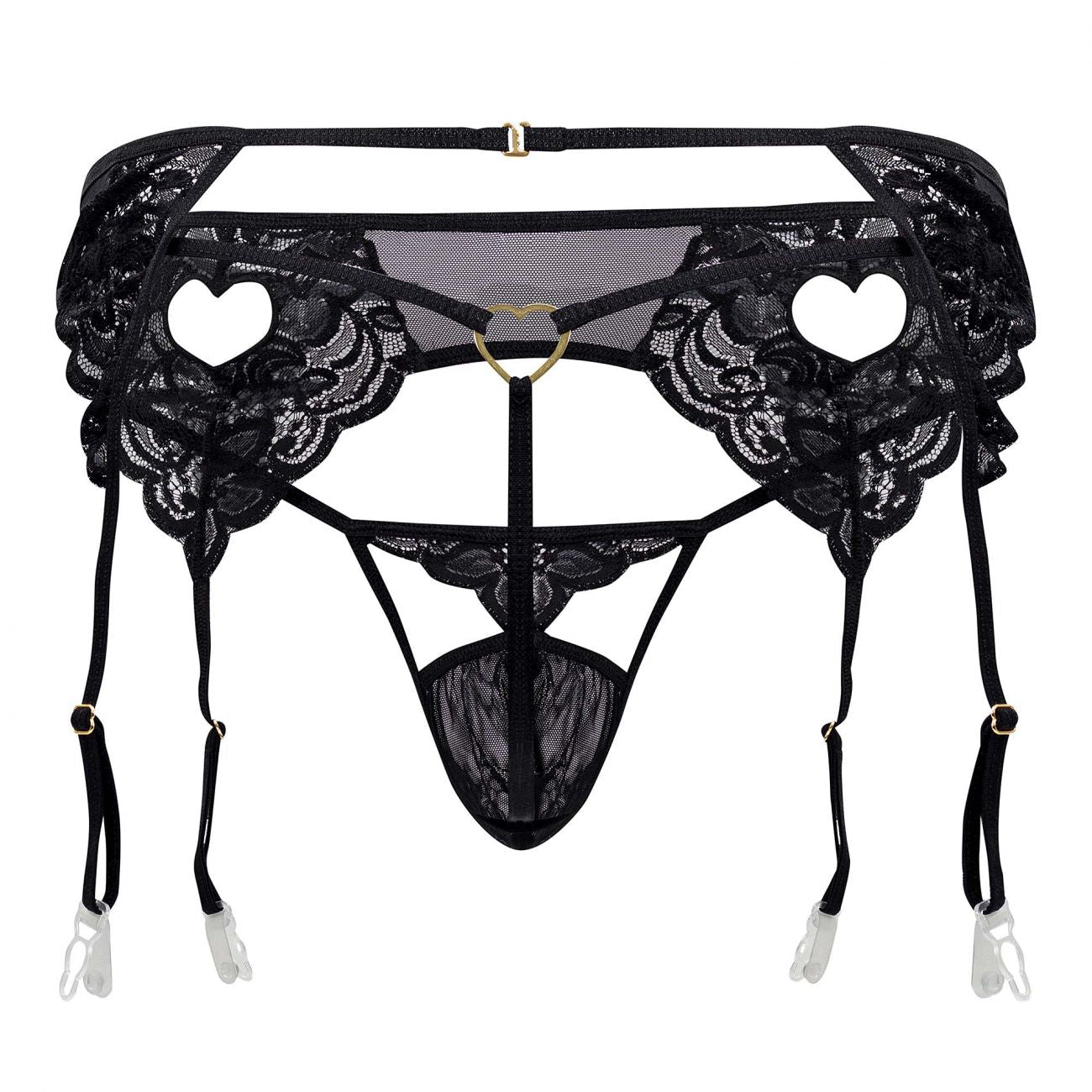 JCSTK - CandyMan 99589X Lace Garter G-String Black Plus Sizes