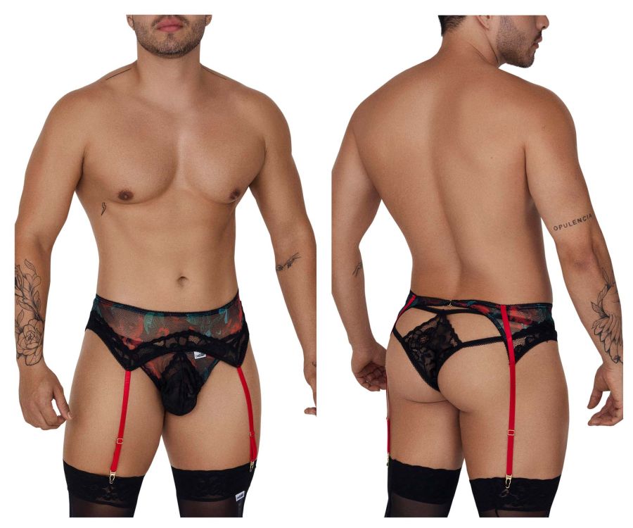 JCSTK - CandyMan 99688 Garter Thongs Two Piece Set Black