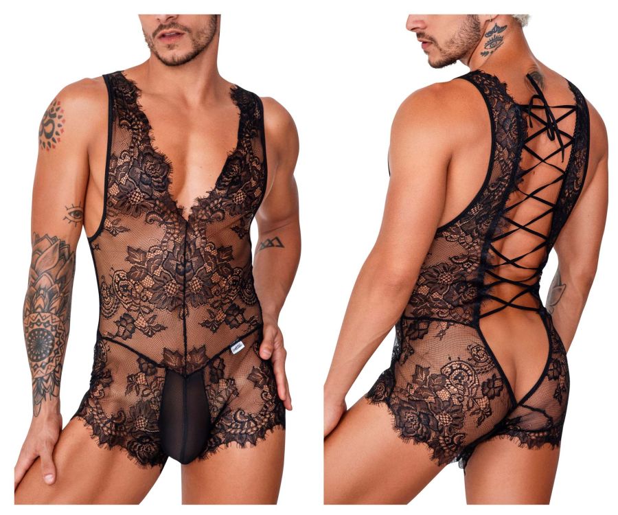 JCSTK - CandyMan 99743 Lace Bodysuit Black