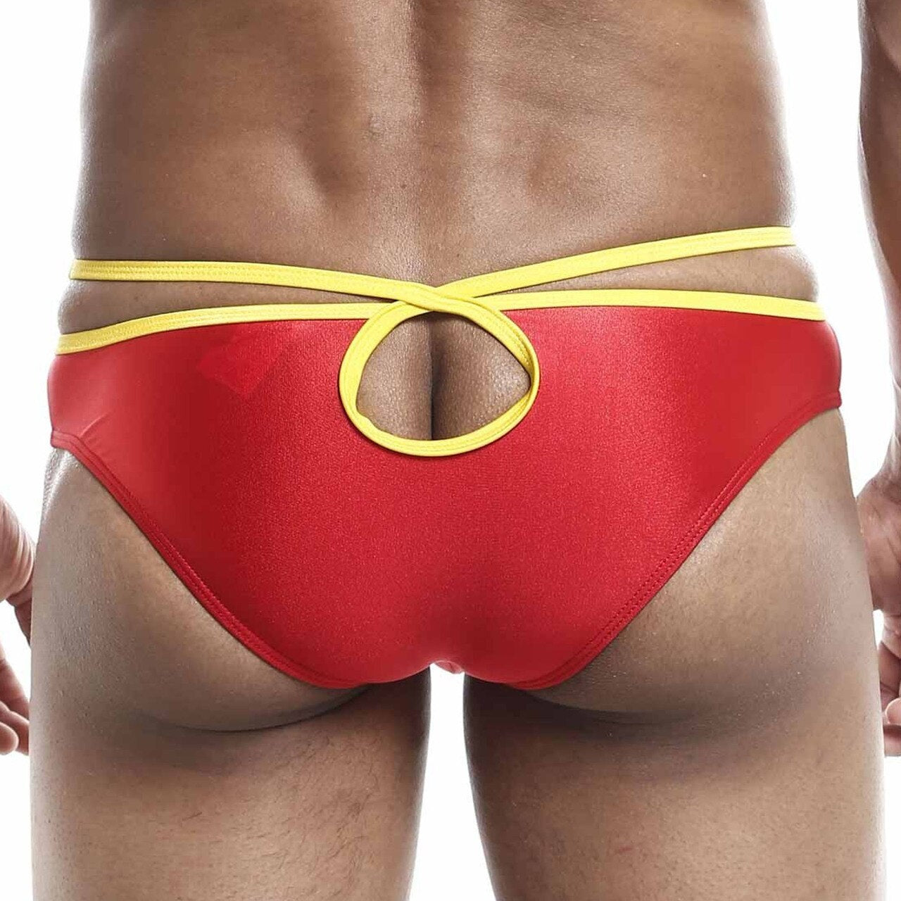 JCSTK - Mens Joe Snyder Front & Back Hole Bikini Brief Red