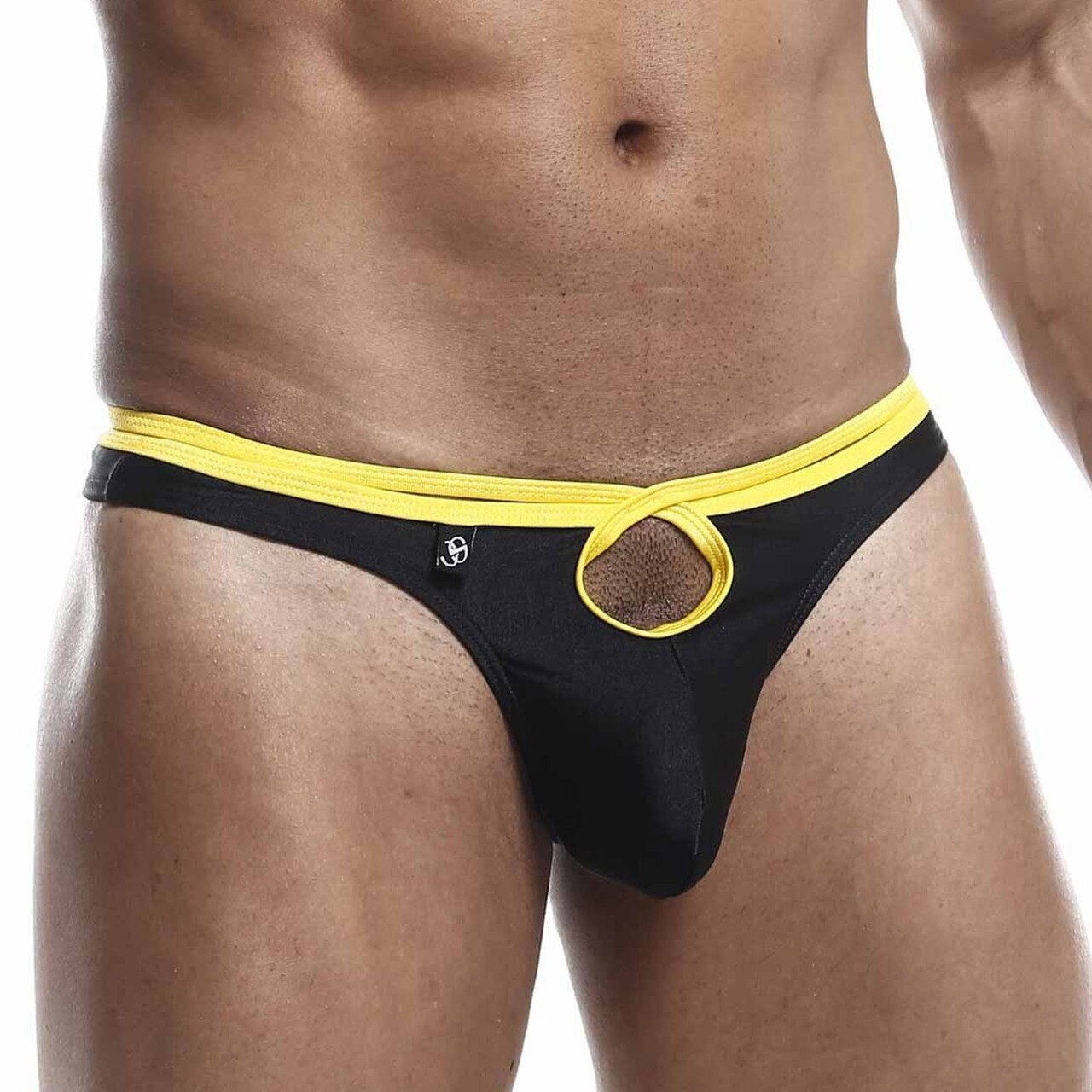 JCSTK - Mens Joe Snyder Front & Back Hole Thong Black