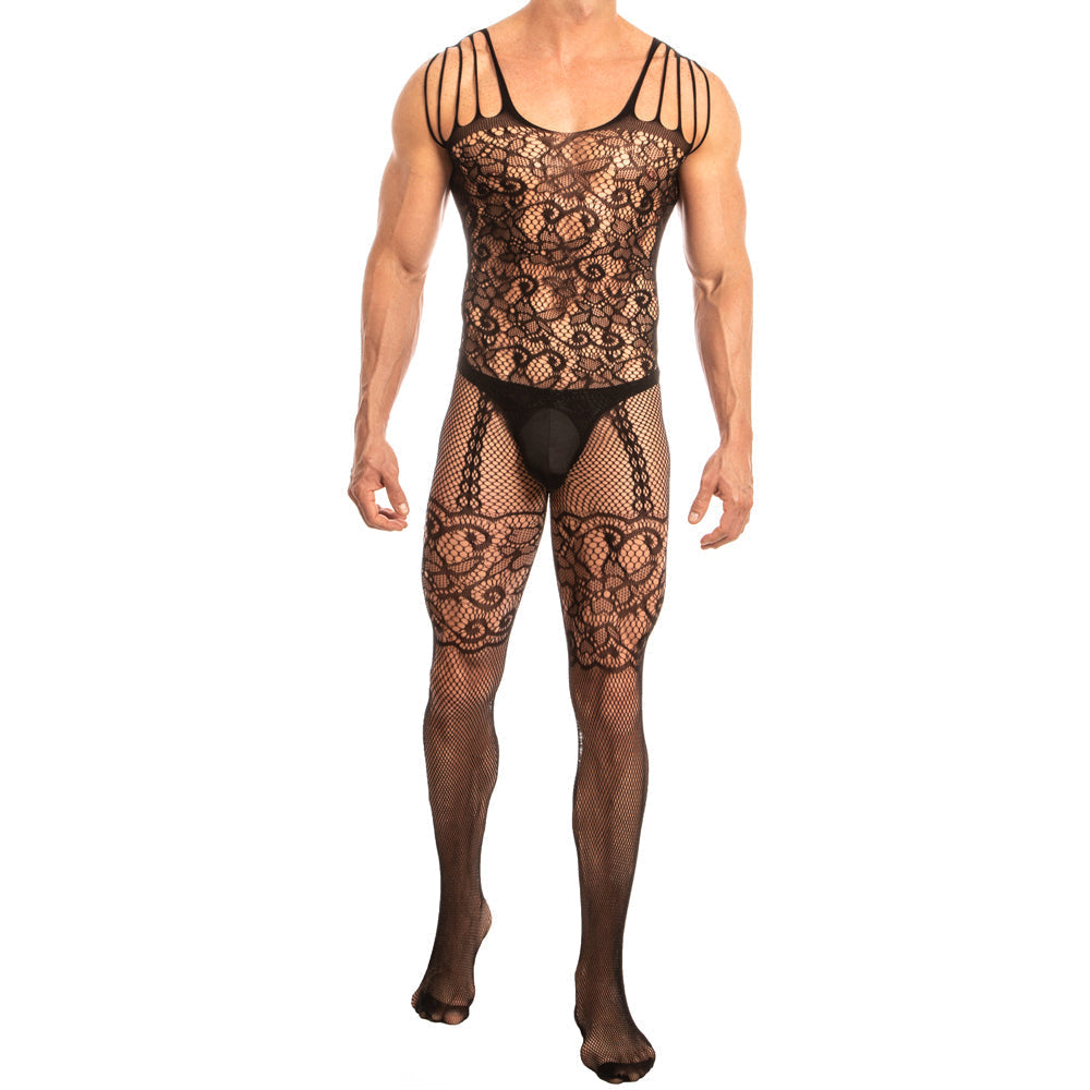 JCSTK - Unisex OY-MP160 Lace and Net Garter Look Bodystocking