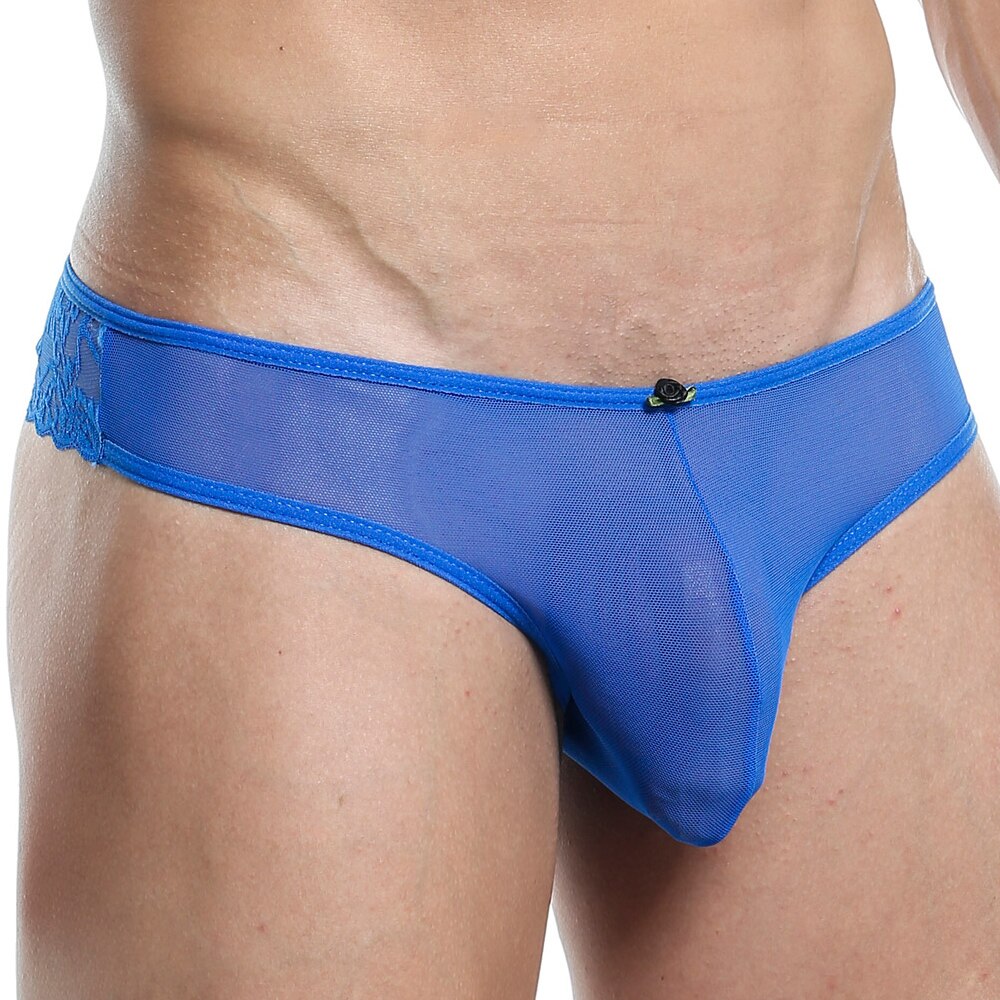 JCSTK - Secret Male SMK006 Underwear Mesh and Lace Thong Blue