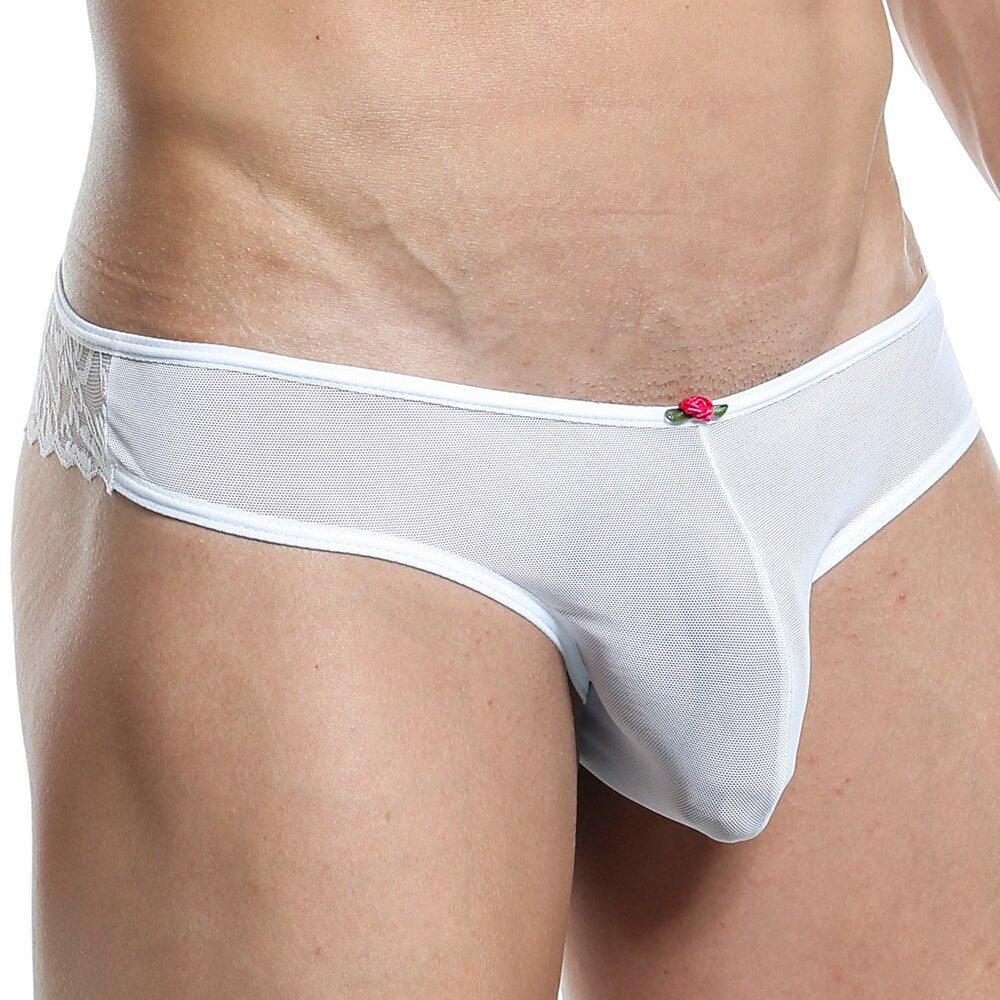 JCSTK - Secret Male SMK006 Underwear Mesh and Lace Thong White