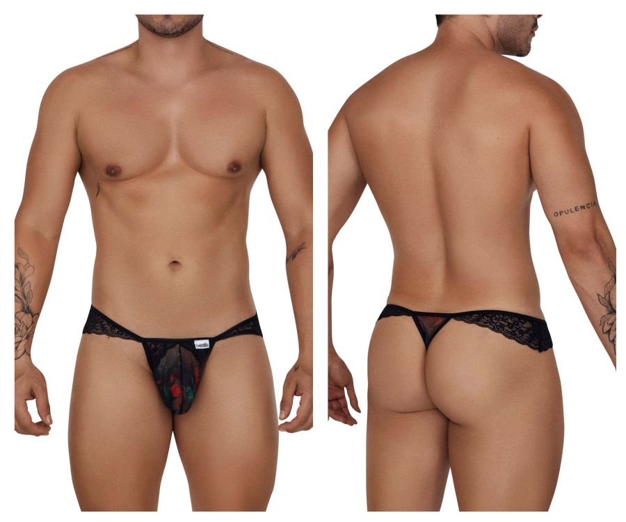 Mens Halloween Pumpkin Faces, Spiders and Bats G string Thong with Ela