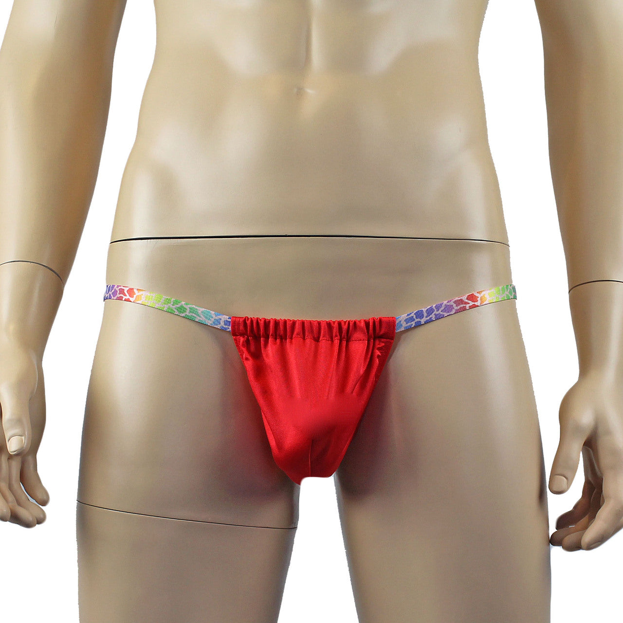 Mens Wild Colourful Adjustable Ball Bag Pouch G string Underwear Red